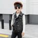 nsendm Vest Motorcycle Leather Imitation All- Children Jacket Leather Leisure Boys Coat&jacket Warm Jackets for Kids Outerwear Black 5-6 Years