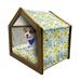 Yellow and Blue Pet House Daisies and Shamrock Flowers with Hand Drawn Style Hearts and Ladybugs Outdoor & Indoor Portable Dog Kennel with Pillow and Cover 5 Sizes Multicolor by Ambesonne