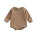 Rovga Boys Bodysuits Winter Long Sleeve Romper Bodysuit Solid Colour Outwear Begie Brown For Babys Clothes Kids Toddler Clothes