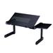 Etereauty Adjustable Laptop Stand Portable Folding Computer Desk with Side Mount Mouse Pad (Black)