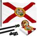 G128 Combo Pack: 5 Ft Tangle Free Aluminum Spinning Flagpole (Black) & Florida FL State Flag 2.5x4 Ft ToughWeave Series Embroidered 210D Polyester | Pole with Flag Included