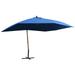 Dcenta Hanging Parasol with Wooden Pole Garden Folding Beach Umbrella Blue for Backyard Terrace Poolside Supermarket Outdoor Furniture 157.5 x 118.1 x 112.2 Inches (L x W x H)