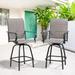 Sobaniilo 2 Piece Outdoor Patio Swivel Bar Stools All Weather Padded Sling Textile High Top Bar Chairs Bistro Set for Backyard Lawn Garden Balcony Gray