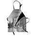 NYC Apron Queensboro Bridge over East River at Night with Manhattan Skyline Black and White Photo Unisex Kitchen Bib with Adjustable Neck for Cooking Gardening Adult Size Multicolor by Ambesonne