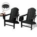 (Set of 2) Folding Plastic Adirondack Chair with 4 in 1 Cup Holder Plastic Adirondack Chairs Weather Resistant Fire Pit Chair for Deck Garden Backyard