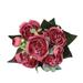 Farfi 1 Bouquet Artificial Flower Vivid No Watering 5 Heads Tea Rose Fake Flowers Home Decor (Red)