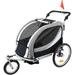 Deluxe 3-in-1 Double 2-Seat Bicycle Bike Trailer Jogger Stroller for Kids Children | Foldable Collapsible w/Pivot Front Wheel Grey