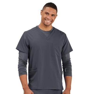 Men's Big & Tall Four Pocket Unisex Scrub Top by Jockey in Charcoal (Size 2X)