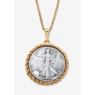 Men's Big & Tall Genuine Half Dollar Pendant Necklace In Yellow Goldtone by PalmBeach Jewelry in 1946