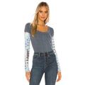 Free People Tops | Free People Big Sur Long Sleeve Scoop Neck Tie Dye Rib Knit Top Black Combo | Color: Blue/White | Size: Xs