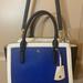 Ralph Lauren Bags | Lauren Ralph Lauren Brooke Satchel Nwt Dust Bag Crosshatch Saffiano Leather Blue | Color: Blue/White | Size: Os