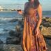 Free People Dresses | Free People Midi High Neck Orange And Floral Flowly Dress Size Small | Color: Orange/Purple | Size: S