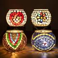 Larcenciel Mosaic Glass Candle Holder, Vintage Glass Tea Light Holder/Vase/Pen Holder, Romantic Handmade Shattered Votive Candle Holder Set Potted Plants Bowl for Table Centerpiece Home Decor, 4 Packs