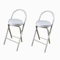 WYJZALLL Bar Stools Set, Folding Bar chair with Footrest, Leisure chair, Convenient Height Round Stool with Leather Padded, for Living room Outdoor Kitchen Shop Cafe(2pc) (Color : B, Size : 70cm)