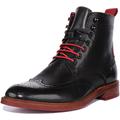 JUSTINREESS Cameron Men's Lace Up Leather Brogue Chelsea Boot (Black Red, Size 11)