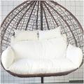 Thicken Hanging Chair Cushion Double Removable Egg Nest Shaped Basket Cushion Replacement, Waterproof Washable 2 Persons Seater Wicker Rattan Swing Seat Pads for Patio Garden,Beige