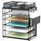 5 Tier Desk Organiser, Mesh Desk Tidy A4 Paper Letter FilingTray with Drawer and Pen Holder for Office Home Accessories Storage