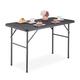 Relaxdays Garden, Wood Look, Angular, HxWxD: 74 x 118 x 60 cm, Plastic, Metal, Folding Patio Table, Grey