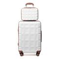 Kono Luggage Sets 2 Piece Hard Shell ABS Suitcase with TSA Lock Spinner Wheels Travel Medium Check in Luggage 24 inch with Beauty Case (White)