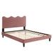 Current Performance Velvet Platform Bed by Modway Upholstered/Velvet in Pink | 26 H x 41.5 W x 80 D in | Wayfair MOD-6729-DUS