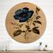Ophelia & Co. Blossoming Blue Retro Flower I - Floral Wood Wall Art - Natural Pine Wood in Blue/Brown | 23 H x 23 W x 1 D in | Wayfair