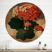 Red Barrel Studio® Retro Geranium in Red & Green II - Floral Wood Wall Art - Natural Pine Wood in Brown/Green/Red | 16 H x 16 W x 1 D in | Wayfair