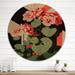 Red Barrel Studio® Retro Geranium in Red & Green I - Floral Wood Wall Art - Natural Pine Wood in White | 36 H x 36 W x 1 D in | Wayfair