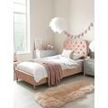 Very Home Freya Velvet Fabric Single Kids Bed Frame & Headboard - Pink - Bed Frame Only, Pink