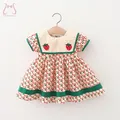 Vêtements d'été pour enfants de 0 à 3 ans robes à carreaux simples pour bébés filles manches