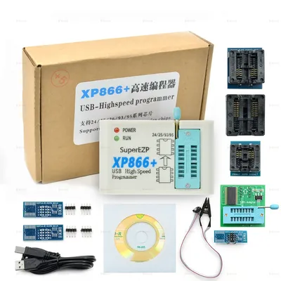 Programmateur USB SPI XP866 avec 7 adaptateurs prend en charge 24 25 93 95 EEPROM Flash Bios