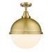 Innovations Lighting Caden Hampden - 1 Light 13 Flush Mount Brushed Brass/Matte White