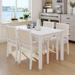 Wood 5-Piece Dining Table Set with 4 Arm Upholstered Dining Chairs Beige