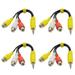 4pcs AV Audio Splitter RCA Cable Extension Cable 3-way Splitter Audio Adapter