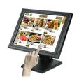 Fichiouy 15 TFT-LCD Touch Screen Monitor POS Monitor VGA USB with POS Stand for Restaurant Bar Black