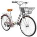 FIXTECH 7 Speed Foldable Comfort Cruiser Bike 26 inch with Basket for Women and Girls White