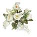 Farfi 1 Bunch Artificial Flower Anti-fading Realistic Looking 5 Forks 4 Rosebuds Wedding Simulation Bouquet Home Decor (White)