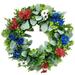 American Patriotic Wreath for Front Door 4th of July Red White and Blue Wreath Upside Down Tree Pvc Simulation Silk Flower Green Plant Door Hanging Home Holiday Decorations