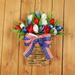 American Patriotic Wreath for Front Door 13-Inch Rustic Red White And Blue Patriotic Fabric Front Door Wreath With Metal Star Bow â€“ Americana Decoration â€“ Indoor Outdoor 4th Of July Home Decor