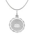 Sterling Silver Happy Birthday Disc Charm (15mm x 22mm) on a Sterling Silver 18 Inch Box Chain