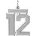 Sterling Silver Silver/Rhodium-Plated Satin Number 12 Charm (25 X 21) Made In United States qpp12