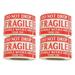 Infi-Touch Red Fragile Do Not Drop Handle with Care Thank You 3 x 5 Semi-Gloss Stickers - 4 Rolls