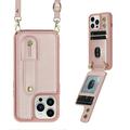 Dteck for iPhone 14 Pro Max Case Wallet with RFID Blocking Card Slots Crossbody Leather Detachable Shoulder Strap Flip Case with Magnetic Clasp and Kickstand for Men Women Rosegold