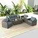 Patio furniture Outdoor Wicker Sofa Set Glass Tabletop Coffee Table With Soft Seat Cushions And Cushions Storage Box Seven-piece Set(gray)