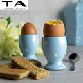 Handmade 2 sets of light sky and Polka Dot Ceramic hard boiled egg cup sets ceramic egg holders and housewarming gifts