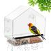 Window Bird Feeders with Strong Suction Cups - Acrylic Window Bird Feeders for Viewing Wild & Small Birds - Clear Window Bird Feeder with 2 Compartment Removable Seed Tray & Drainage Hole