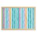 Pinstripe Wall Art with Frame Aquatic Colors Vertical Lines Torn Paper Effect Stripes on a Plain Background Printed Fabric Poster for Bathroom Living Room Dorms 35 x 23 Multicolor by Ambesonne