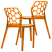 LeisureMod Dynamic Modern Honeycomb Design Dining Chair Transparent Orange Set of 2