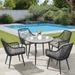 JOIVI 5-Piece Outdoor Dining Set Wicker Patio Dining Set Black Rattan Patio Furniture Table and Chairs Set for 4 People with Umbrella Hole for Lawn Backyard Garden