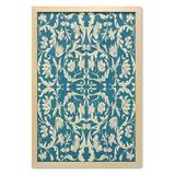 Chinese Wall Art with Frame Far Eastern Scroll Pattern with Floral Curls Oriental Flourish Printed Fabric Poster for Bathroom Living Room Dorms 23 x 35 Petrol Blue and Cream by Ambesonne