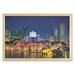 Chicago Skyline Wall Art with Frame Landmark Fountain in the Center of Grant Park Night View City Scene Printed Fabric Poster for Bathroom Living Room Dorms 35 x 23 Multicolor by Ambesonne